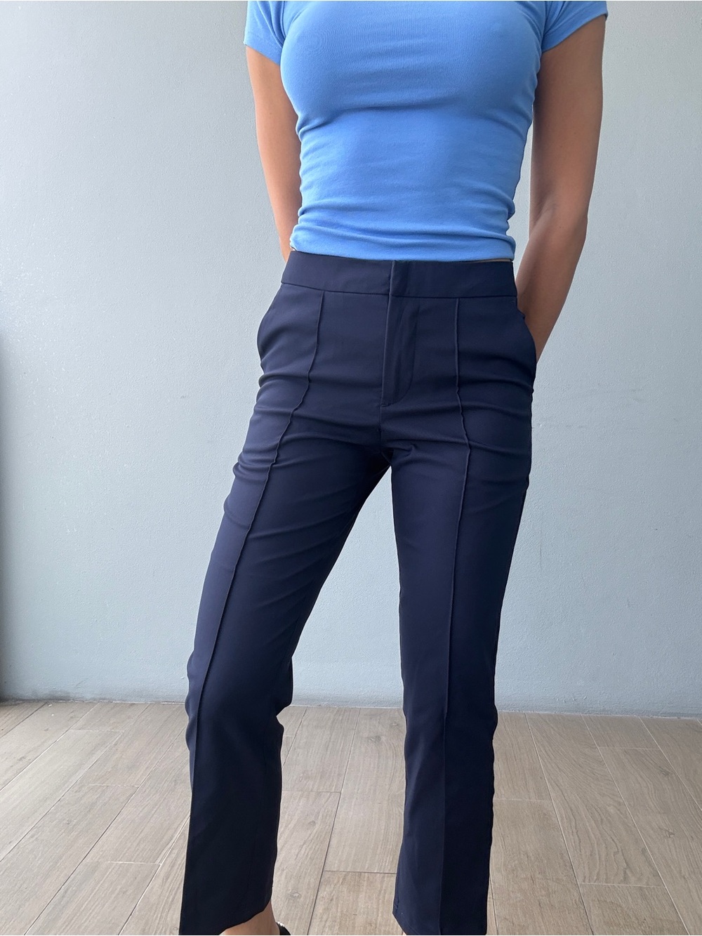 Women's Navy Pull-On Tailored Pants
